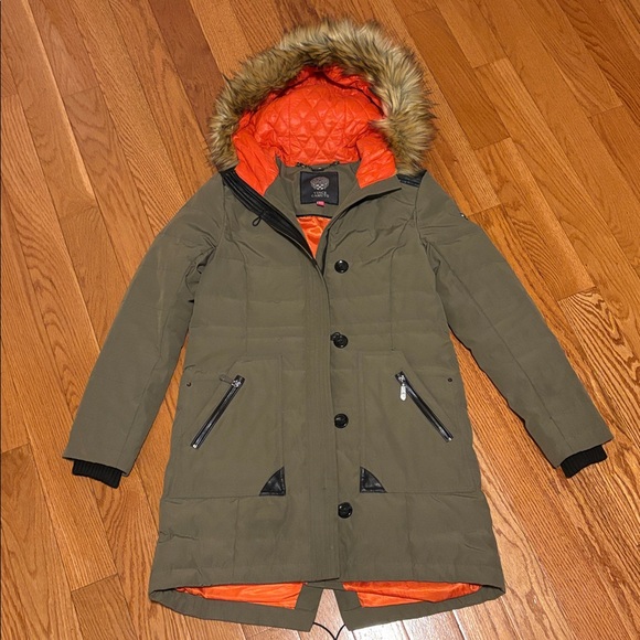 Vince Camuto Jackets & Blazers - Vince Camuto Olive Puffer Coat with Faux Fur Hood
